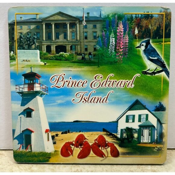 Prince Edward Island Themed Coasters Set of 4 Square Beach Lighthouse Lobster - Picture 4 of 6